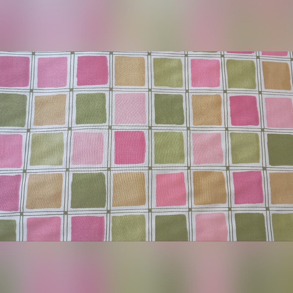 NINA CAMPBELL PAINTBOX GREEN PINK RASPBERRY IVORY FABRIC 3-3/4 YARDS NEW UNUSED